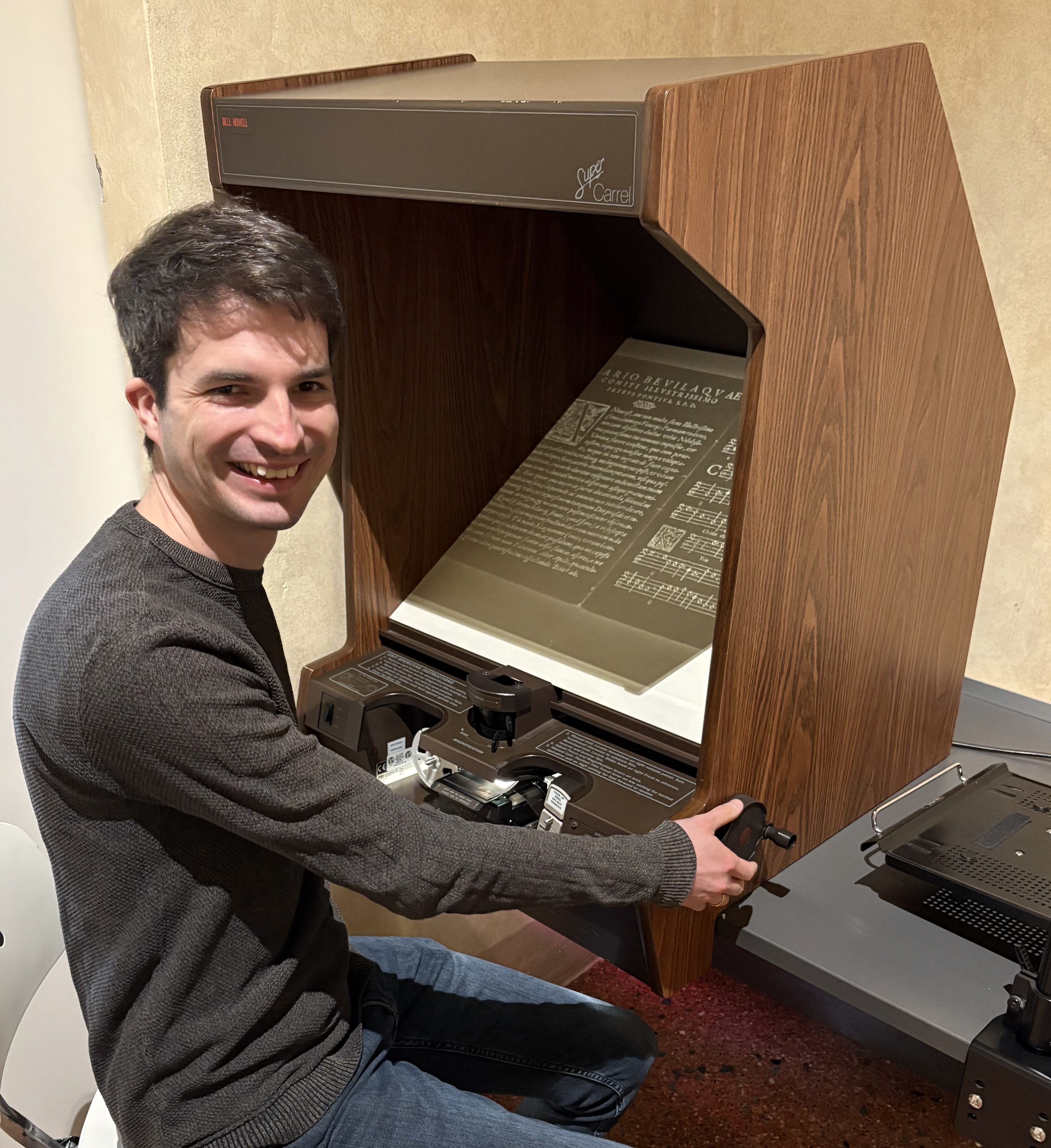 Adrian Nagel investigating microfilms